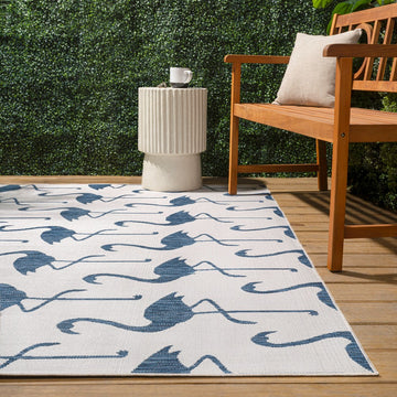 Liana Casual Coastal Flamingos Two-tone Indoor/Outdoor Area Rug